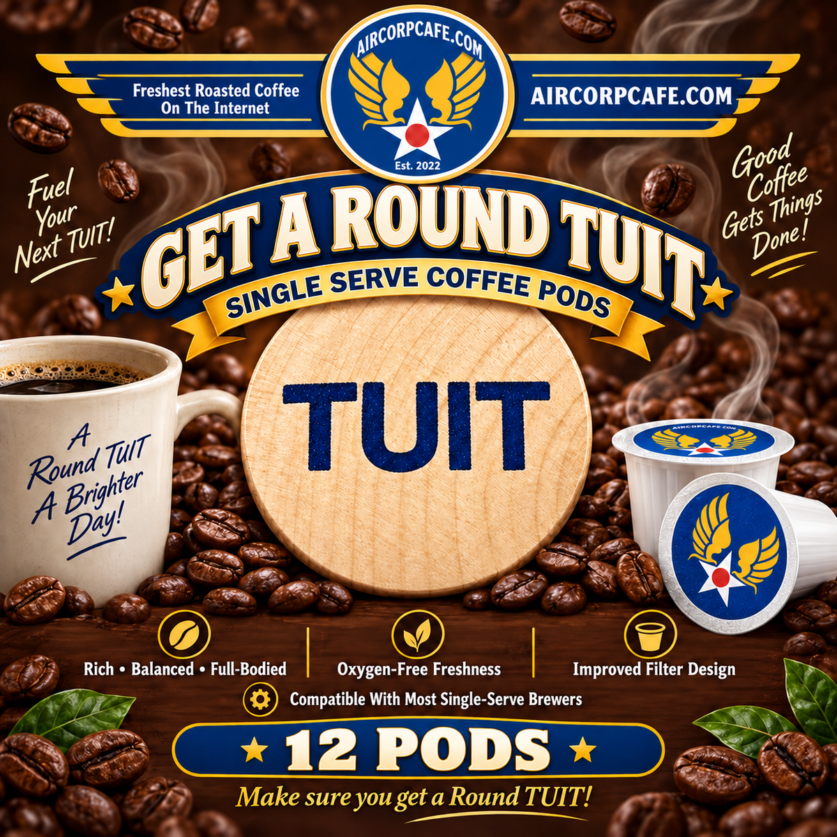 Get A Round TUIT Blend Coffee -12 Pods