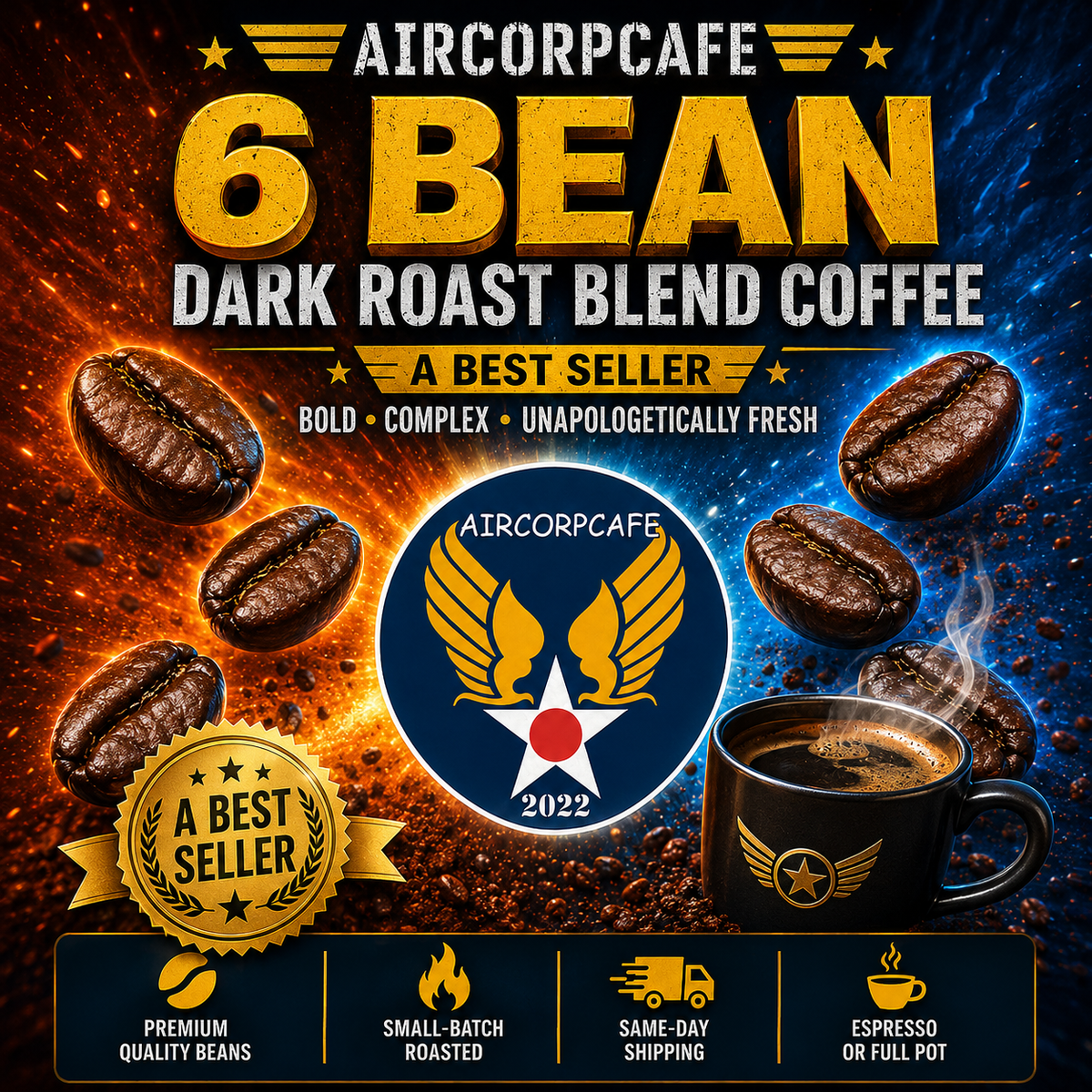6 Bean Dark Roast Blend Coffee - One of six Best Sellers