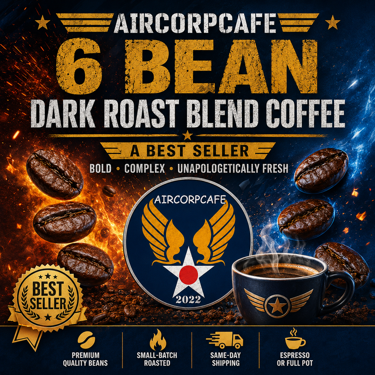 6 Bean Dark Roast Blend Coffee - One of six Best Sellers