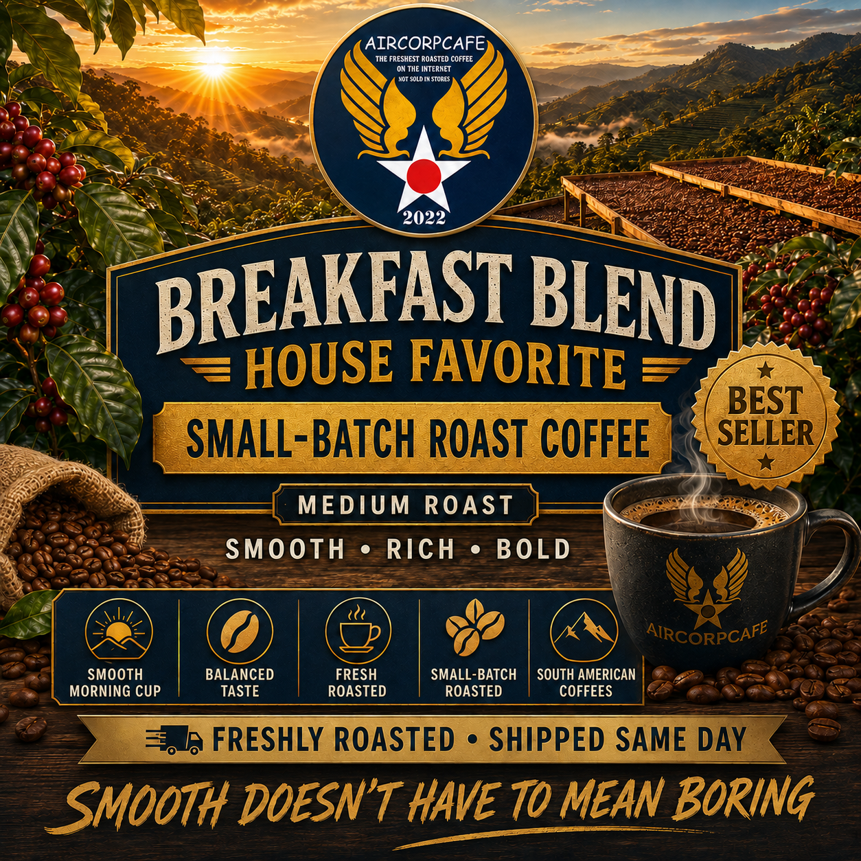 Breakfast Blend Smooth and Mild Small-Batch Roast Coffee