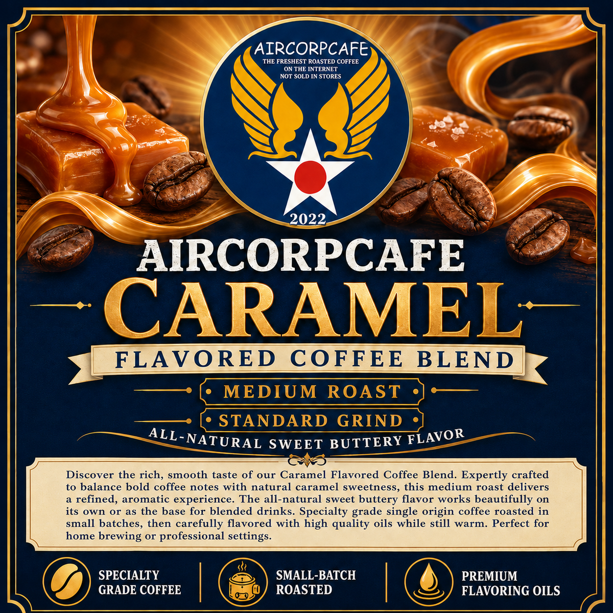 Caramel Natural Flavored Sweet and Buttery Blend Coffee