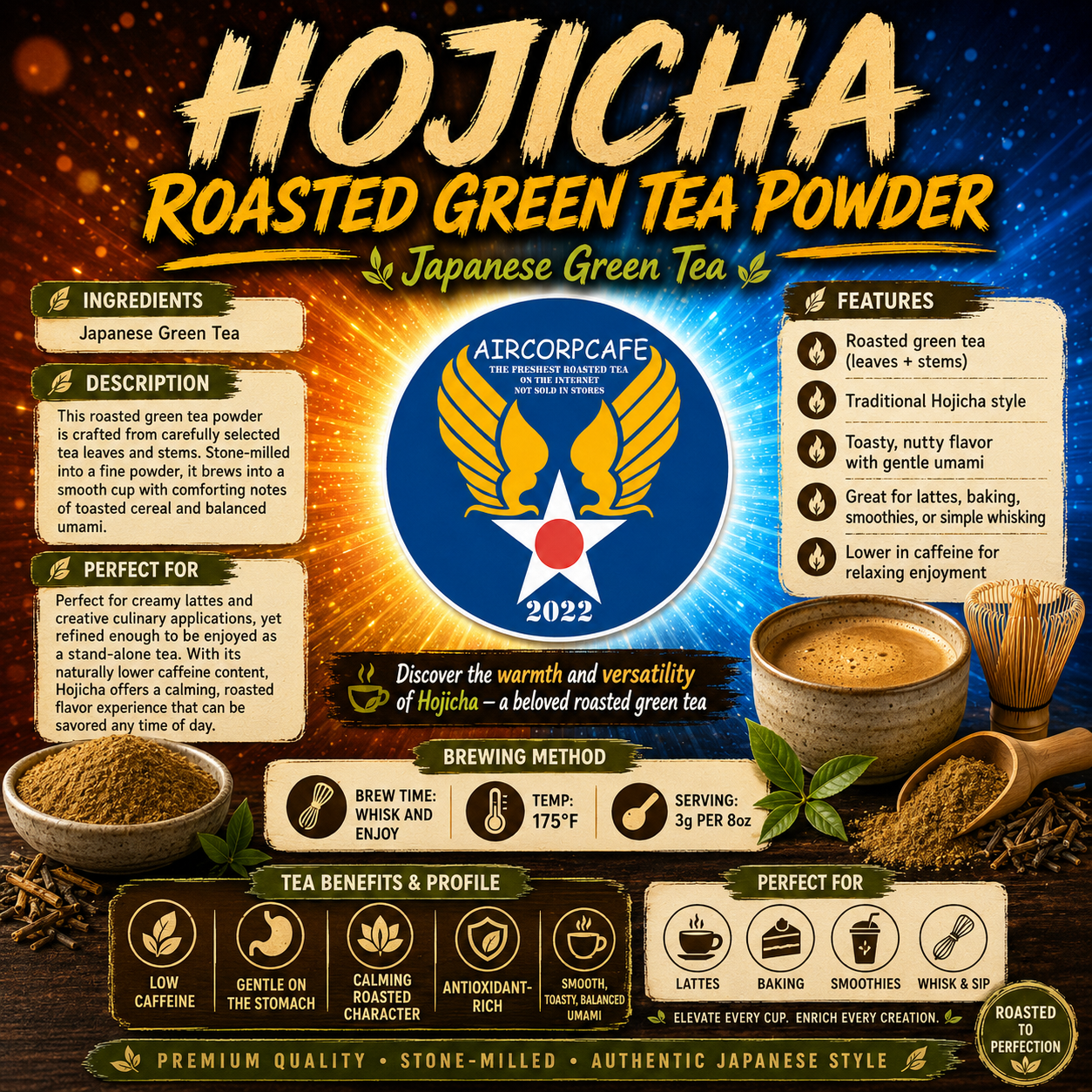 Hojicha - Roasted Green Tea Powder