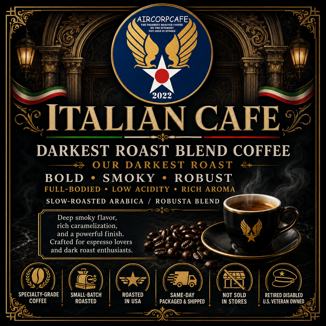 Italian Cafe Darkest Roast Blend Coffee