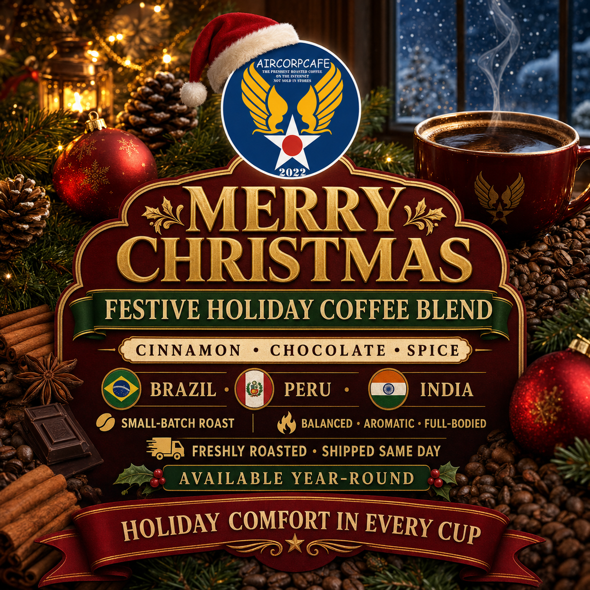 Merry Christmas Festive Holiday Coffee Blend