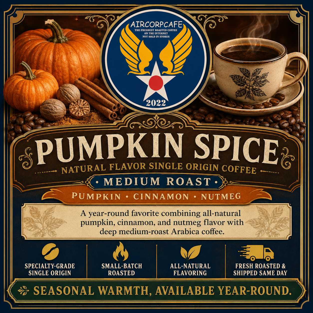 Pumpkin Spice Natural Flavor Single Origin Coffee - Medium Roast