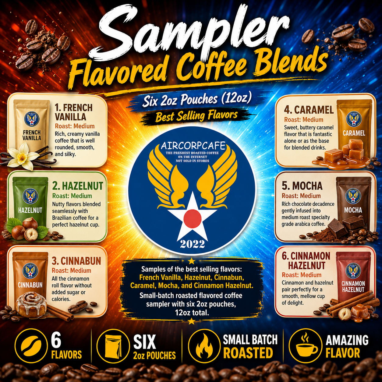 Sampler, Flavored Coffee Blends-6 Packets