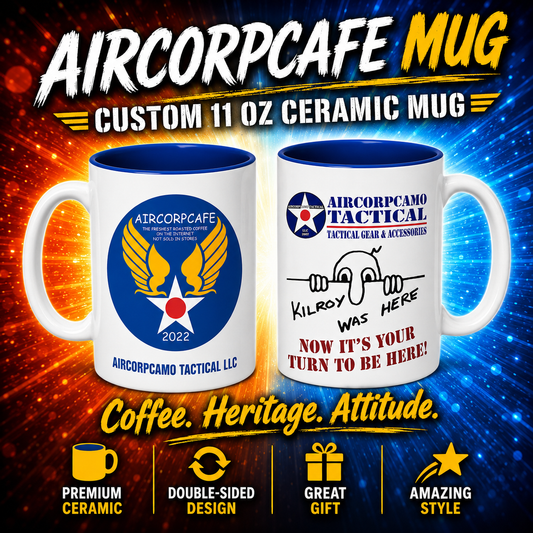 "KILROY WAS HERE" Aircorpcafe-Aircorpcamo Exclusive 11 Oz. Beverage Mug