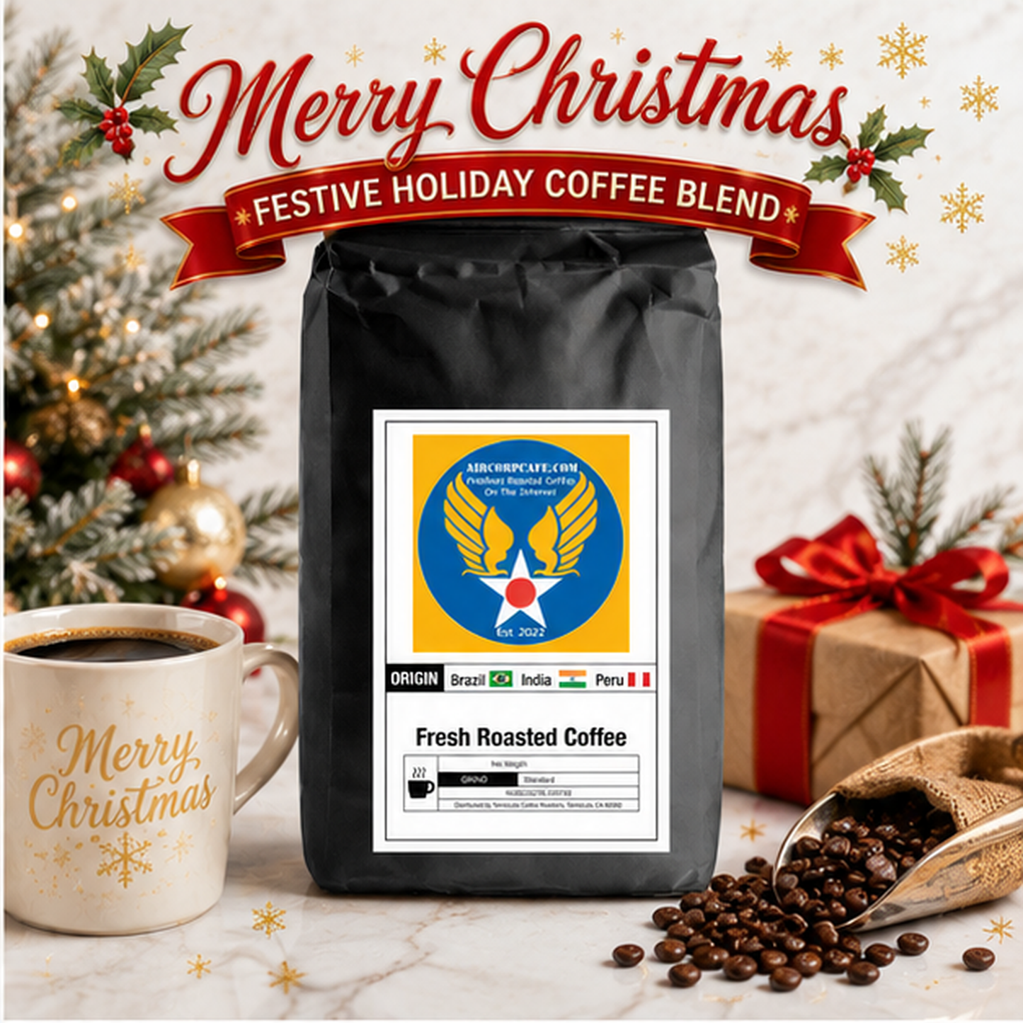 Merry Christmas Festive Holiday Coffee Blend