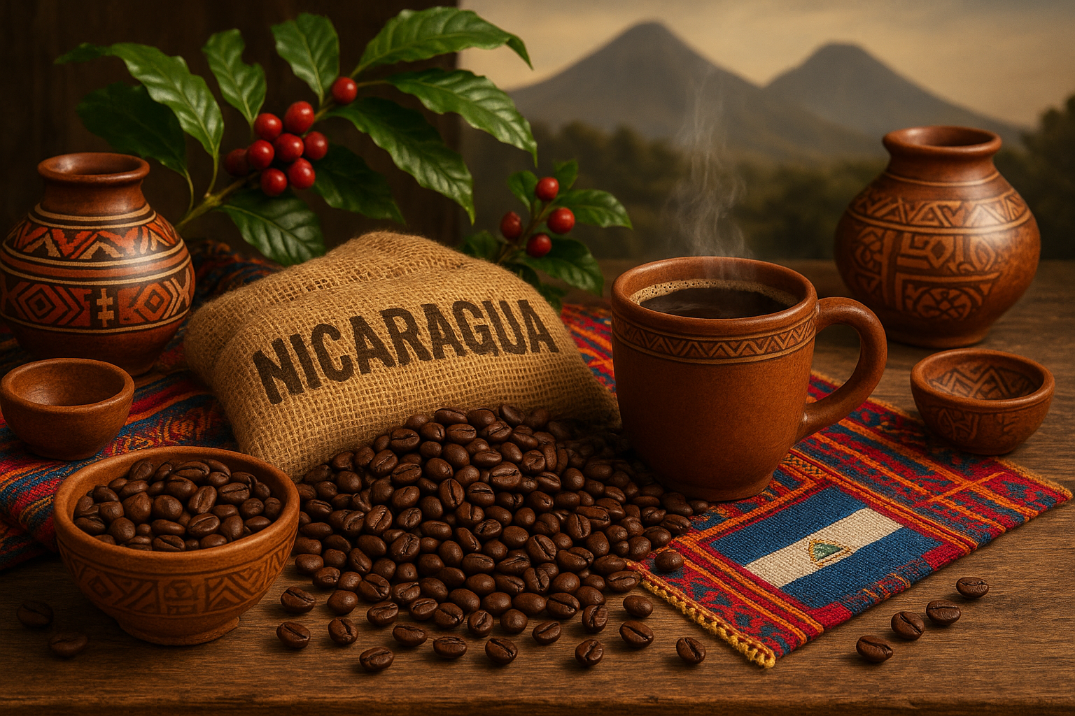 Nicaragua - Single Origin Coffee with indigenous items identifying source